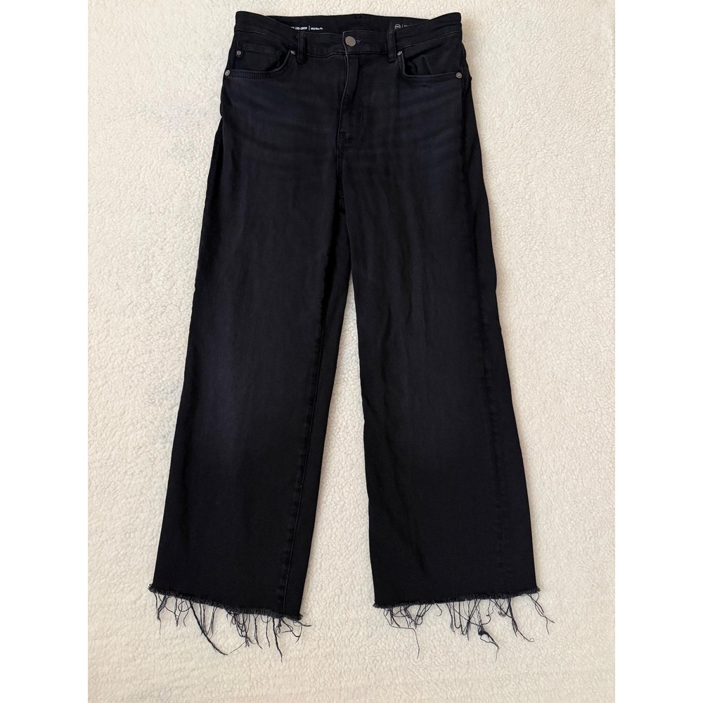 AG Adriano Goldschmied Saige Wide Leg Crop Jeans Womens 27 Black Stretch Denim